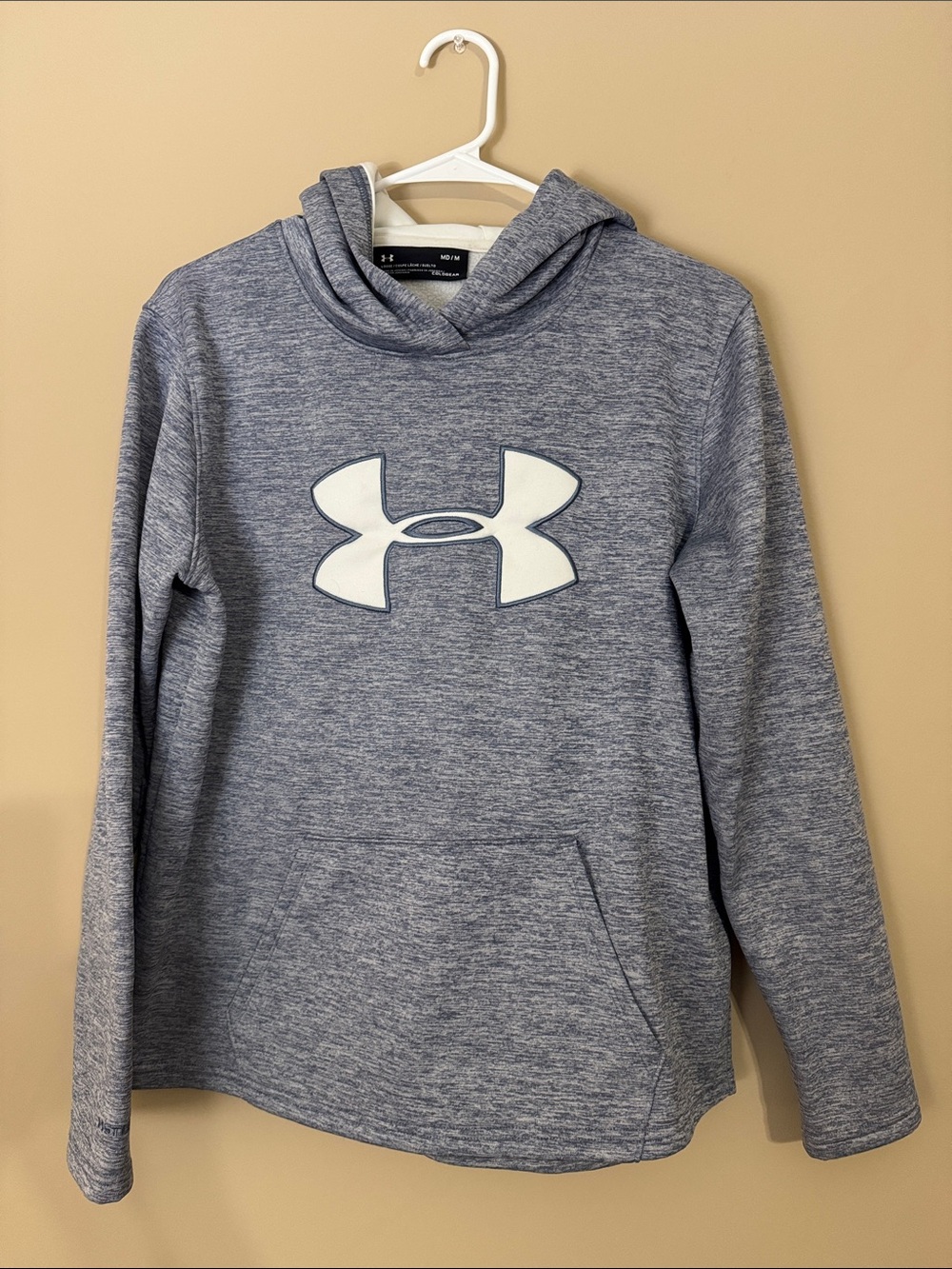 Under Armour Light Heather Blue Pullover Hoodie with White Logo